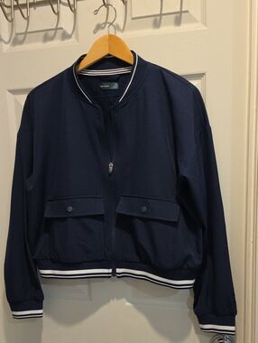 tek gear Navy Bomber Jacket with Stripe Trim